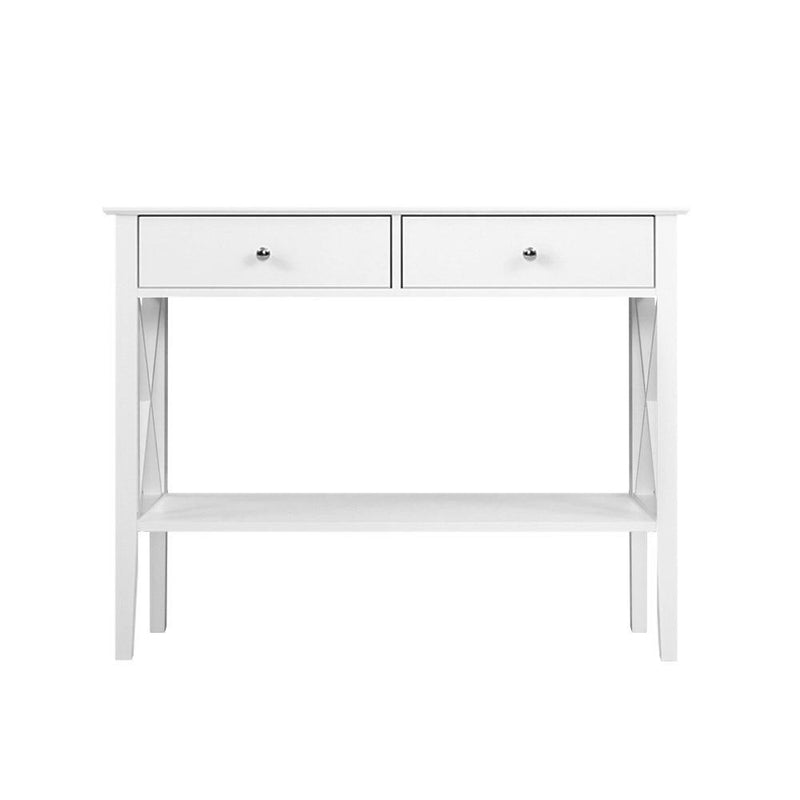 Console Table Hall Side Entry 2 Drawers Display White Desk Furniture - Rivercity House & Home Co. (ABN 18 642 972 209) - Affordable Modern Furniture Australia