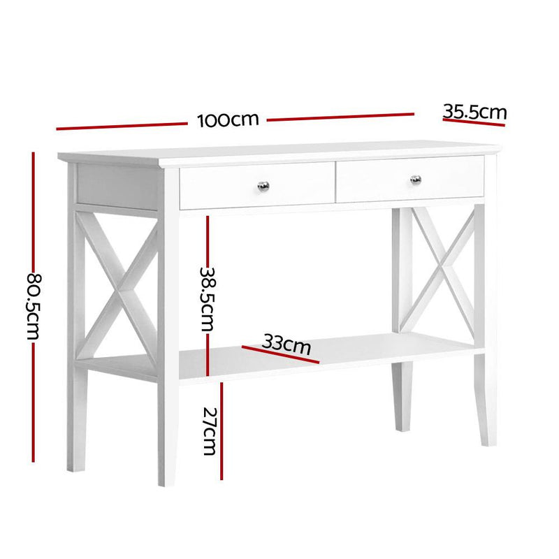 Console Table Hall Side Entry 2 Drawers Display White Desk Furniture - Rivercity House & Home Co. (ABN 18 642 972 209) - Affordable Modern Furniture Australia