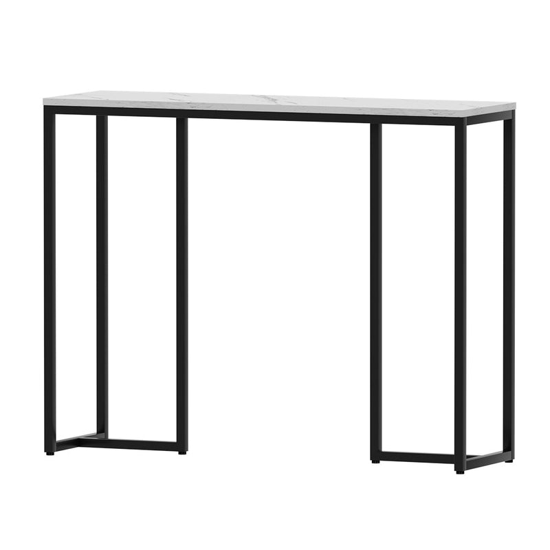 Console Hallway Table With Marble Effect Tabletop - White with Black Frame - Furniture > Living Room - Rivercity House & Home Co. (ABN 18 642 972 209) - Affordable Modern Furniture Australia