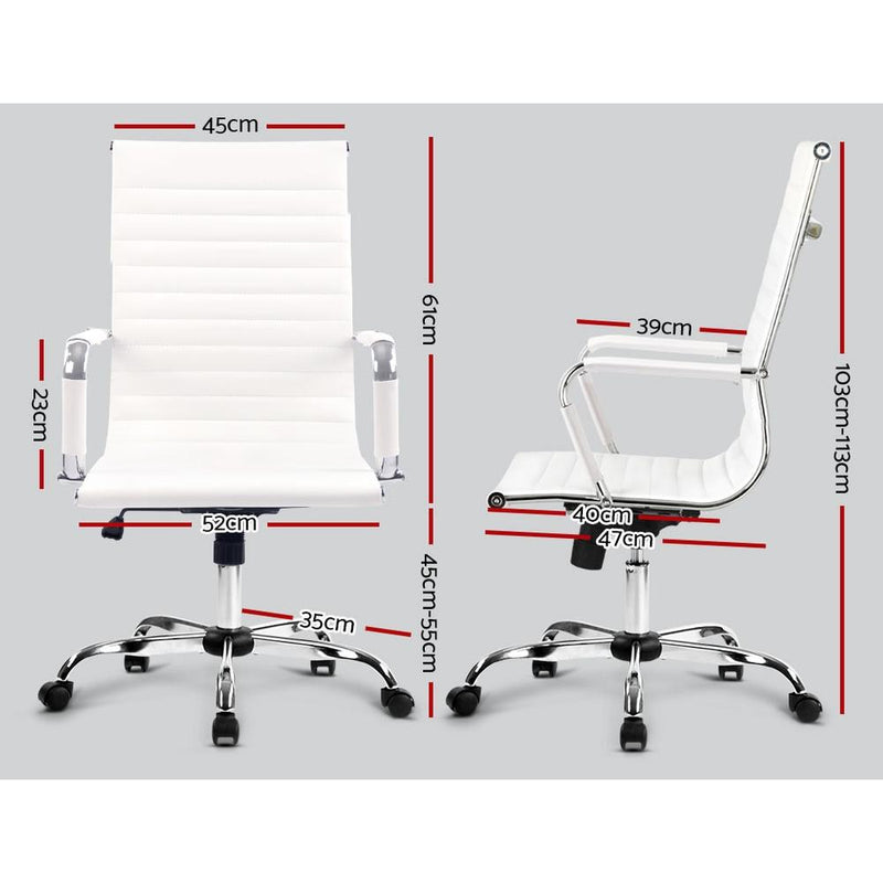 Contemporary High Back Office Chair (White) - Rivercity House & Home Co. (ABN 18 642 972 209) - Affordable Modern Furniture Australia
