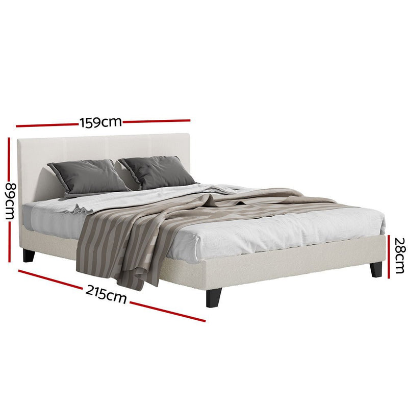 Coogee Queen Bed Frame Cuddly Beige Bouclé - Furniture > Bedroom - Rivercity House & Home Co. (ABN 18 642 972 209) - Affordable Modern Furniture Australia
