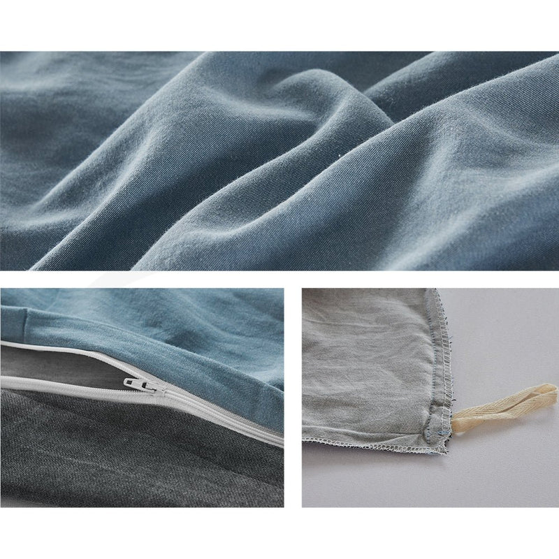 Deluxe Quilt Cover Set Cotton Duvet Double Blue Dark Blue - Home & Garden > Bedding - Rivercity House & Home Co. (ABN 18 642 972 209) - Affordable Modern Furniture Australia