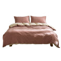 Deluxe Quilt Cover Set Cotton Duvet Single Red Beige