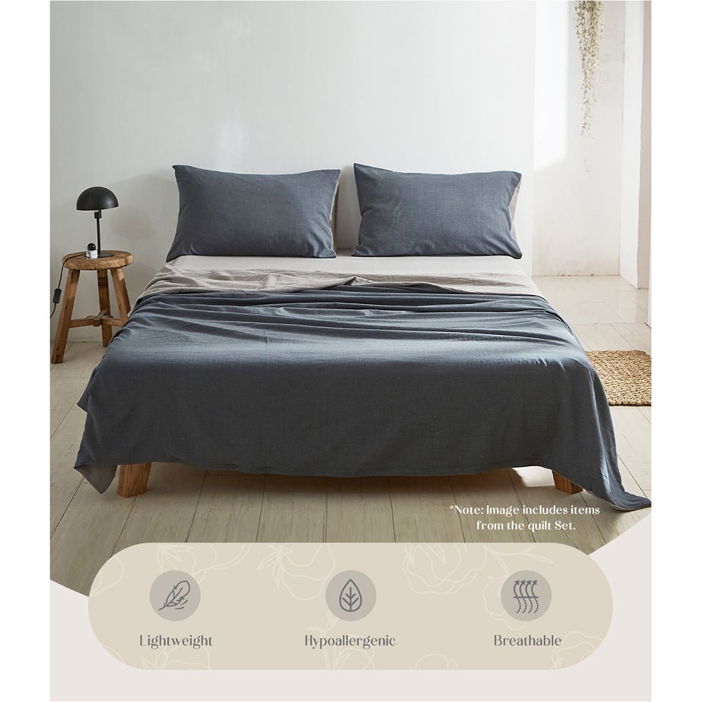 Deluxe Sheet Set Cotton Sheets Double Dark Blue Grey - Home & Garden > Bedding - Rivercity House & Home Co. (ABN 18 642 972 209) - Affordable Modern Furniture Australia