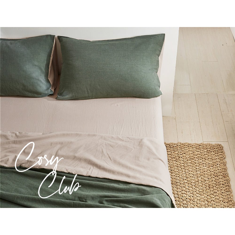 Deluxe Sheet Set Cotton Sheets Double Green Beige - Home & Garden > Bedding - Rivercity House & Home Co. (ABN 18 642 972 209) - Affordable Modern Furniture Australia