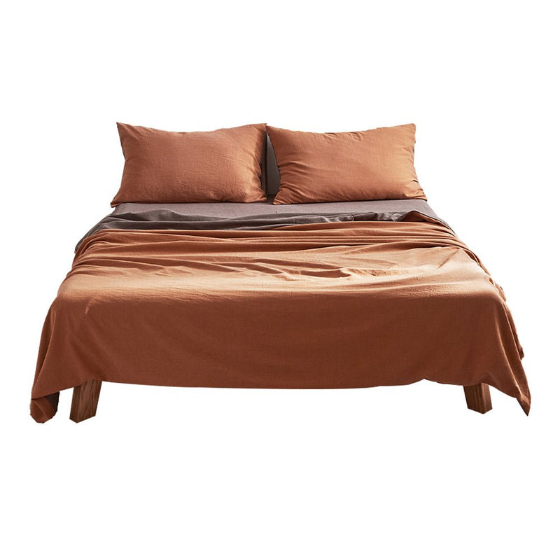 Deluxe Sheet Set Cotton Sheets Double Orange Brown - Home & Garden > Bedding - Rivercity House & Home Co. (ABN 18 642 972 209) - Affordable Modern Furniture Australia