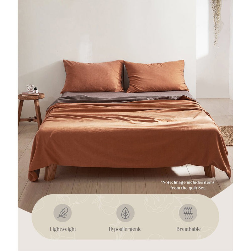 Deluxe Sheet Set Cotton Sheets Double Orange Brown - Home & Garden > Bedding - Rivercity House & Home Co. (ABN 18 642 972 209) - Affordable Modern Furniture Australia
