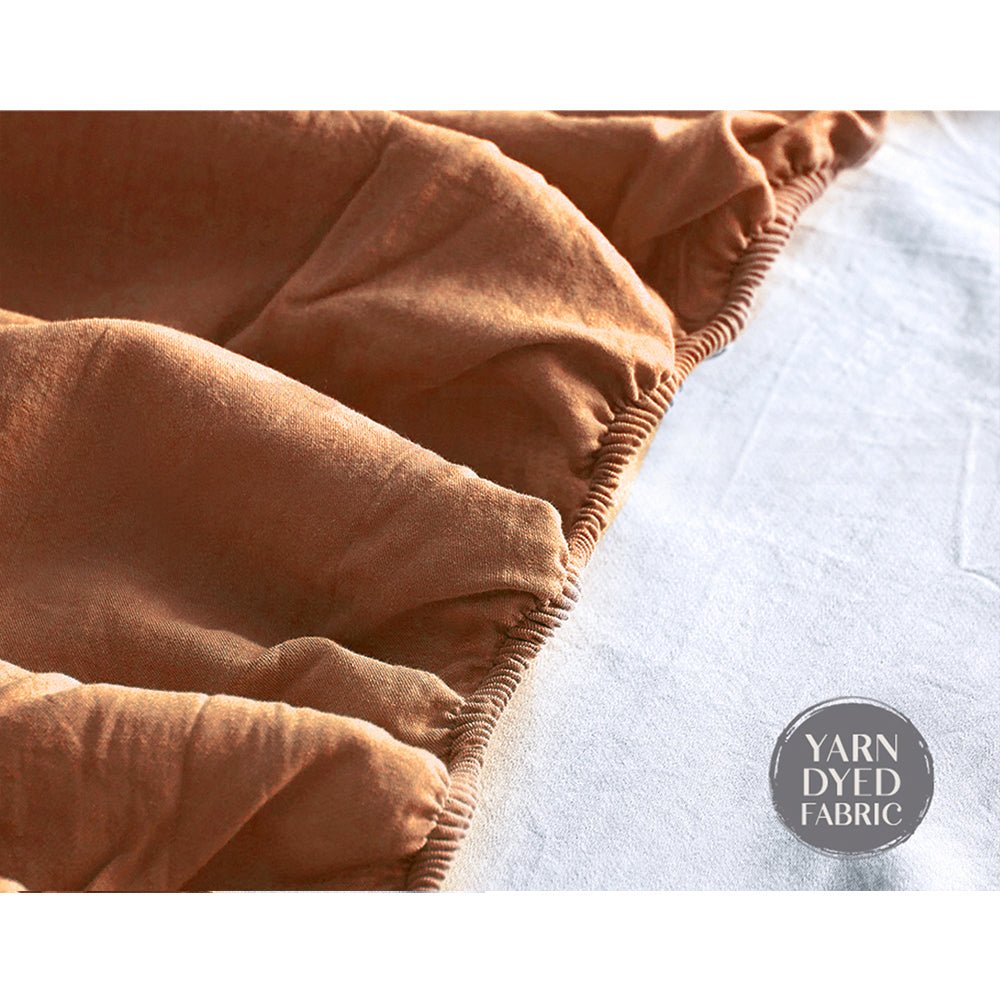 Sheet Set Cotton Sheets Single Orange Brown - Home & Garden > Bedding - Rivercity House & Home Co. (ABN 18 642 972 209) - Affordable Modern Furniture Australia