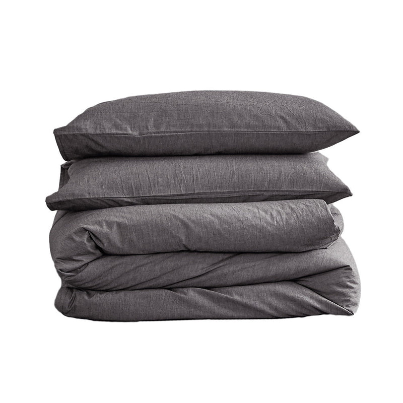 Deluxe Washed Cotton Quilt Set Double Black - Home & Garden > Bedding - Rivercity House & Home Co. (ABN 18 642 972 209) - Affordable Modern Furniture Australia