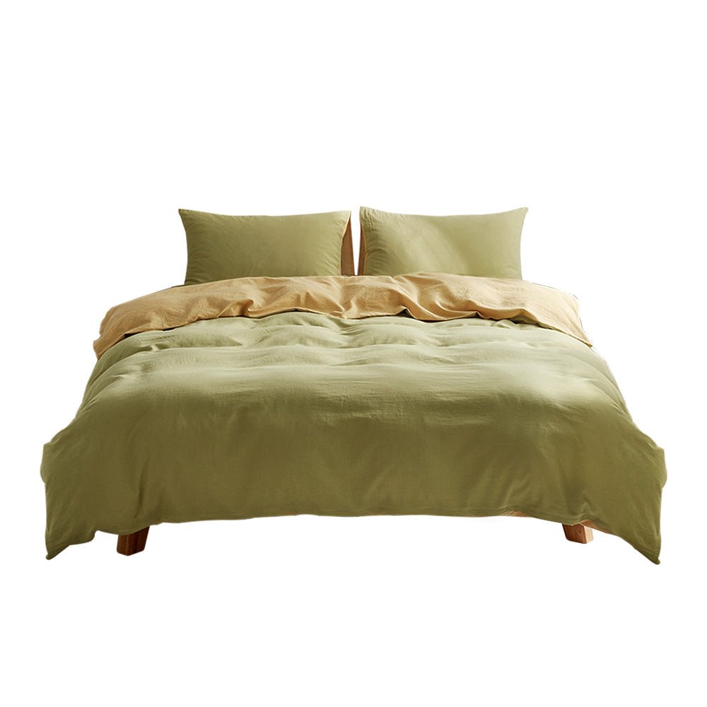 Deluxe Washed Cotton Quilt Set Yellow Lime Double - Home & Garden > Bedding - Rivercity House & Home Co. (ABN 18 642 972 209) - Affordable Modern Furniture Australia