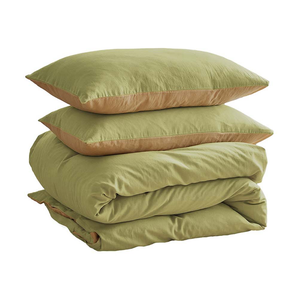 Deluxe Washed Cotton Quilt Set Yellow Lime Double - Home & Garden > Bedding - Rivercity House & Home Co. (ABN 18 642 972 209) - Affordable Modern Furniture Australia