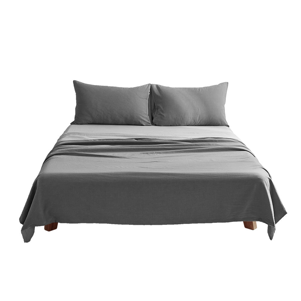 Deluxe Washed Cotton Sheet Set Grey Double - Home & Garden > Bedding - Rivercity House & Home Co. (ABN 18 642 972 209) - Affordable Modern Furniture Australia