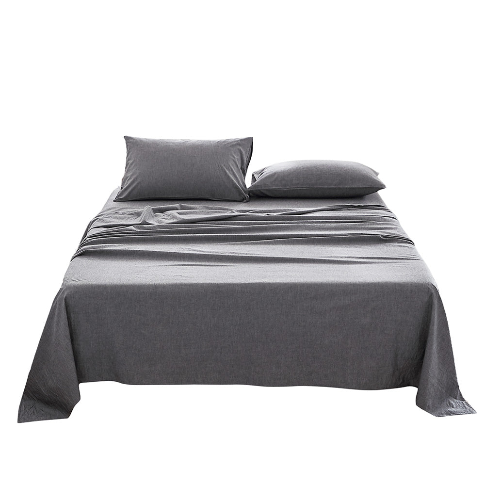 Deluxe Washed Cotton Sheet Set Single Black - Home & Garden > Bedding - Rivercity House & Home Co. (ABN 18 642 972 209) - Affordable Modern Furniture Australia