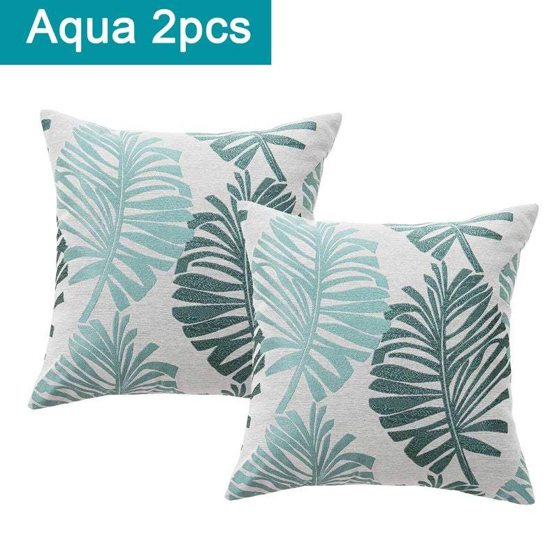Cotton Linen Tropical Palm Cushion Covers 2pcs Pack - Rivercity House & Home Co. (ABN 18 642 972 209) - Affordable Modern Furniture Australia