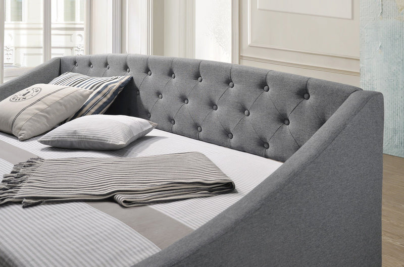 Daybed with trundle bed frame fabric upholstery - grey - Rivercity House & Home Co. (ABN 18 642 972 209) - Affordable Modern Furniture Australia
