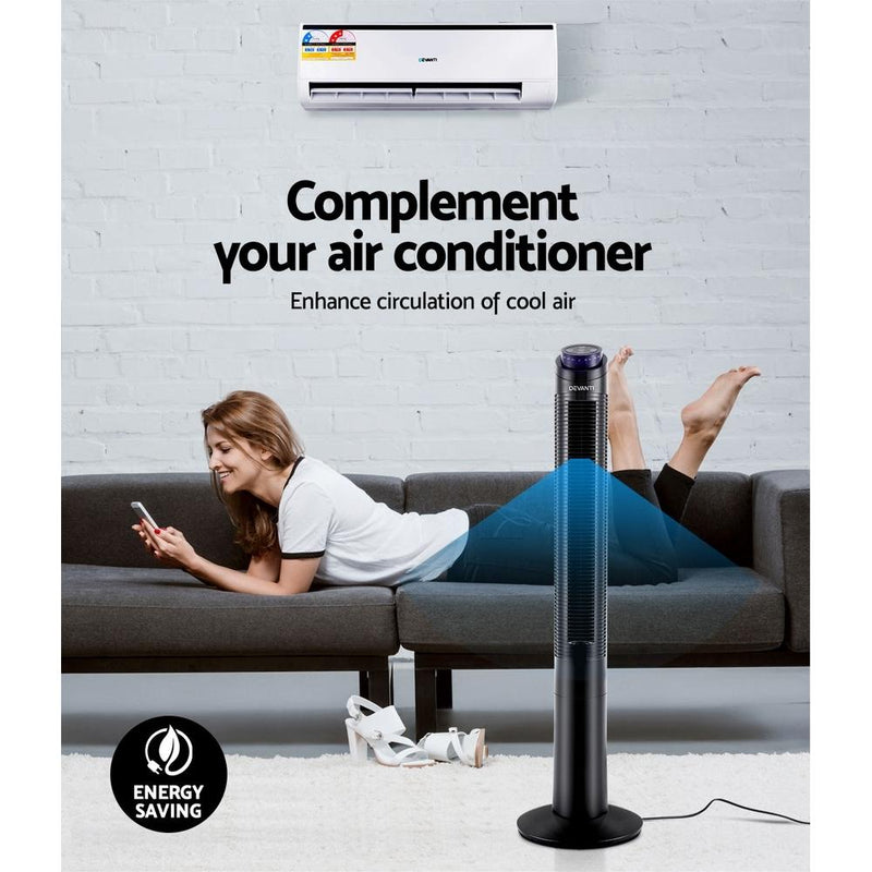 Devanti 122cm 48’’ Tower Fan Oscillating Bladeless Fans w/Remote Timer - Appliances > Fans - Rivercity House & Home Co. (ABN 18 642 972 209) - Affordable Modern Furniture Australia