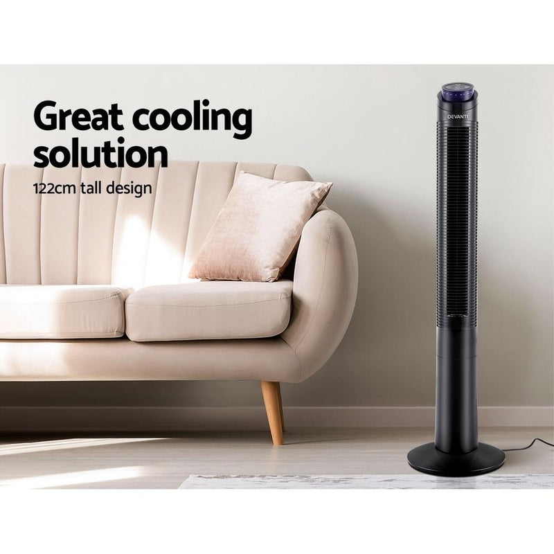 Devanti 122cm 48’’ Tower Fan Oscillating Bladeless Fans w/Remote Timer - Appliances > Fans - Rivercity House & Home Co. (ABN 18 642 972 209) - Affordable Modern Furniture Australia