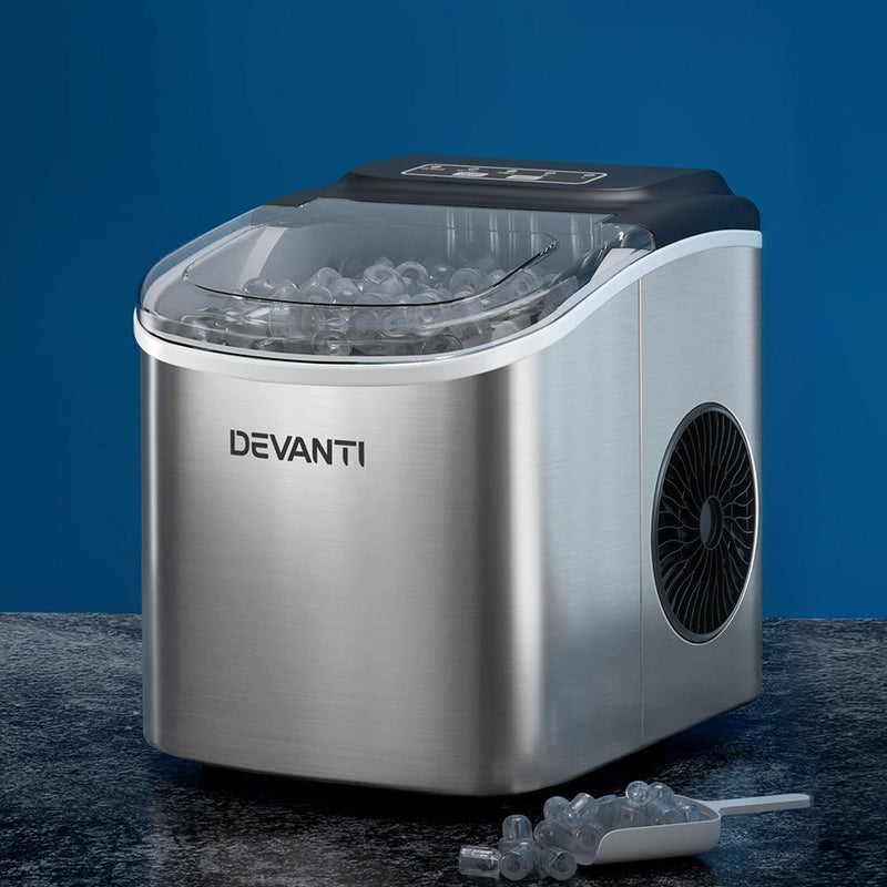 Devanti 12kg Ice Maker Machine w/Self Cleaning Portable Ice Cube Tray 2L White - Appliances > Kitchen Appliances - Rivercity House & Home Co. (ABN 18 642 972 209)