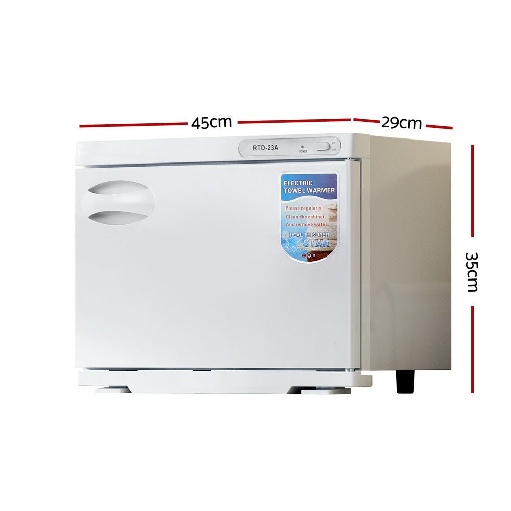 Devanti 23L Towel Warmer UV Sterilizer Heater Cabinet Beauty SPA Salon White - Tools > Tools Storage - Rivercity House & Home Co. (ABN 18 642 972 209) - Affordable Modern Furniture Australia