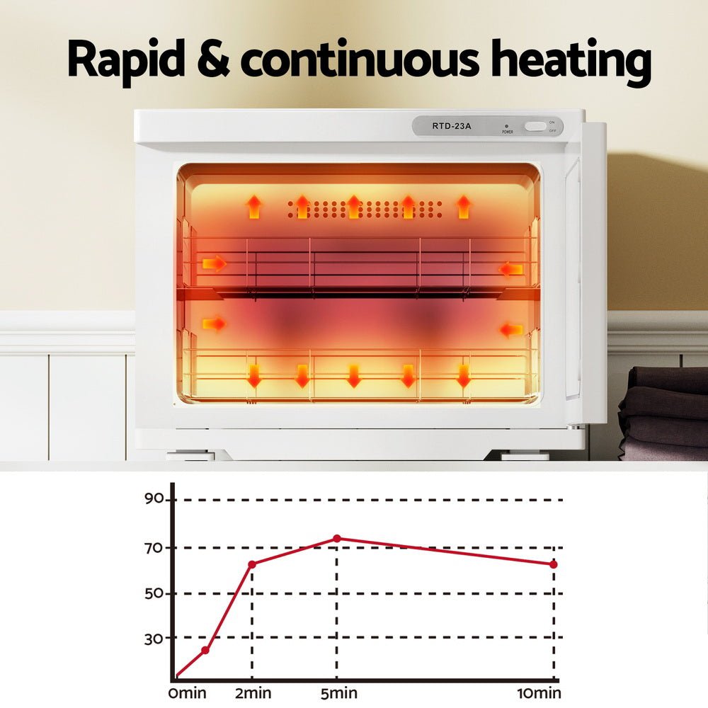 Devanti 23L Towel Warmer UV Sterilizer Heater Cabinet Beauty SPA Salon White - Tools > Tools Storage - Rivercity House & Home Co. (ABN 18 642 972 209) - Affordable Modern Furniture Australia