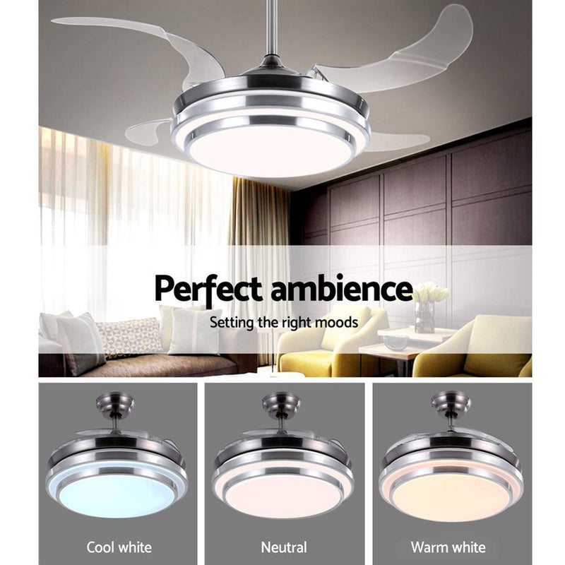 Devanti 42'' Ceiling Fan Light With Remote Control Fans Lamp Modern Retractable Blade - Appliances > Fans - Rivercity House And Home Co.