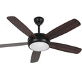 52'' Ceiling Fan 5 Wooden Blades Fans LED Light Remote Control Timer