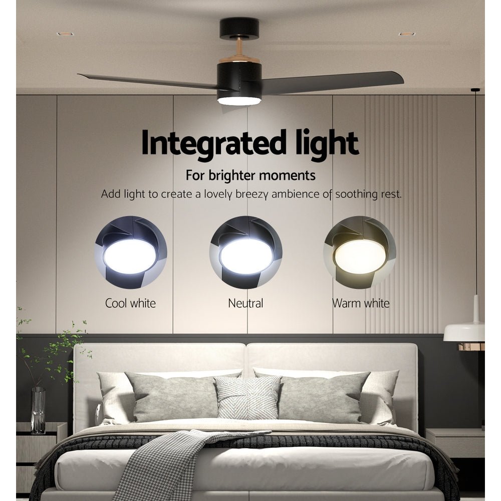 52" Ceiling Fan DC Motor w/Light w/Remote - Black - Appliances > Fans - Rivercity House & Home Co. (ABN 18 642 972 209) - Affordable Modern Furniture Australia