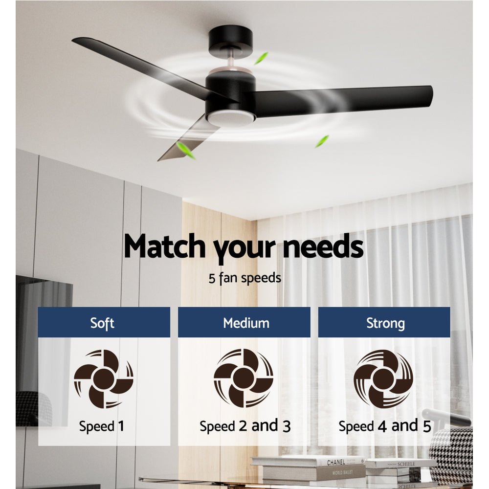 52" Ceiling Fan DC Motor w/Light w/Remote - Black - Appliances > Fans - Rivercity House & Home Co. (ABN 18 642 972 209) - Affordable Modern Furniture Australia