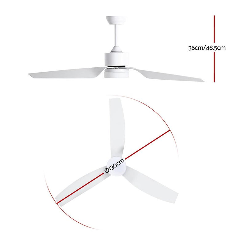 Devanti 52'' Ceiling Fan With LED Light DC Motor Remote Control 1300mm White - Appliances > Fans - Rivercity House And Home Co.