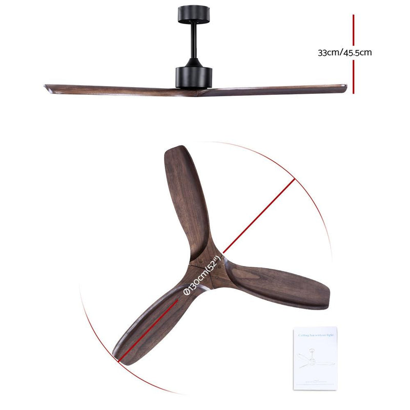Devanti 52'' Ceiling Fan With Remote Control Fans 3 Wooden Blades Timer 1300mm - Appliances > Fans - Rivercity House And Home Co.