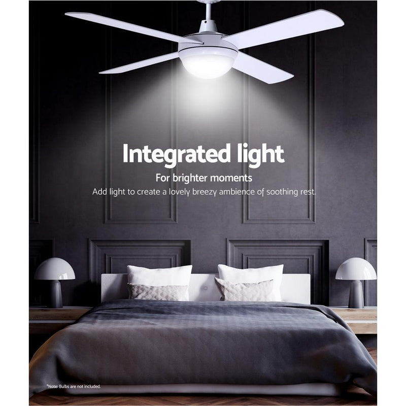 52'' Ceiling Fan w/Light w/Remote Timer - White - Rivercity House & Home Co. (ABN 18 642 972 209) - Affordable Modern Furniture Australia