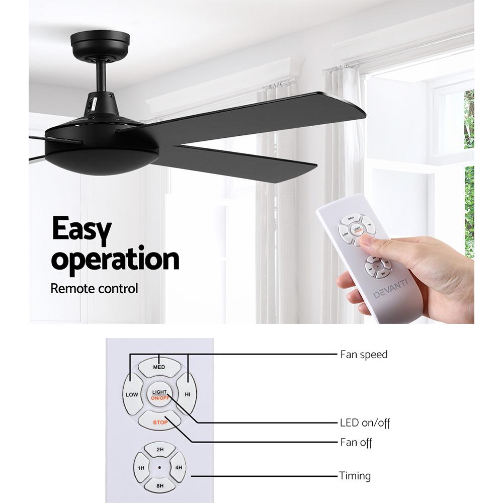 52'' Ceiling Fan w/Remote - Black - Rivercity House & Home Co. (ABN 18 642 972 209) - Affordable Modern Furniture Australia