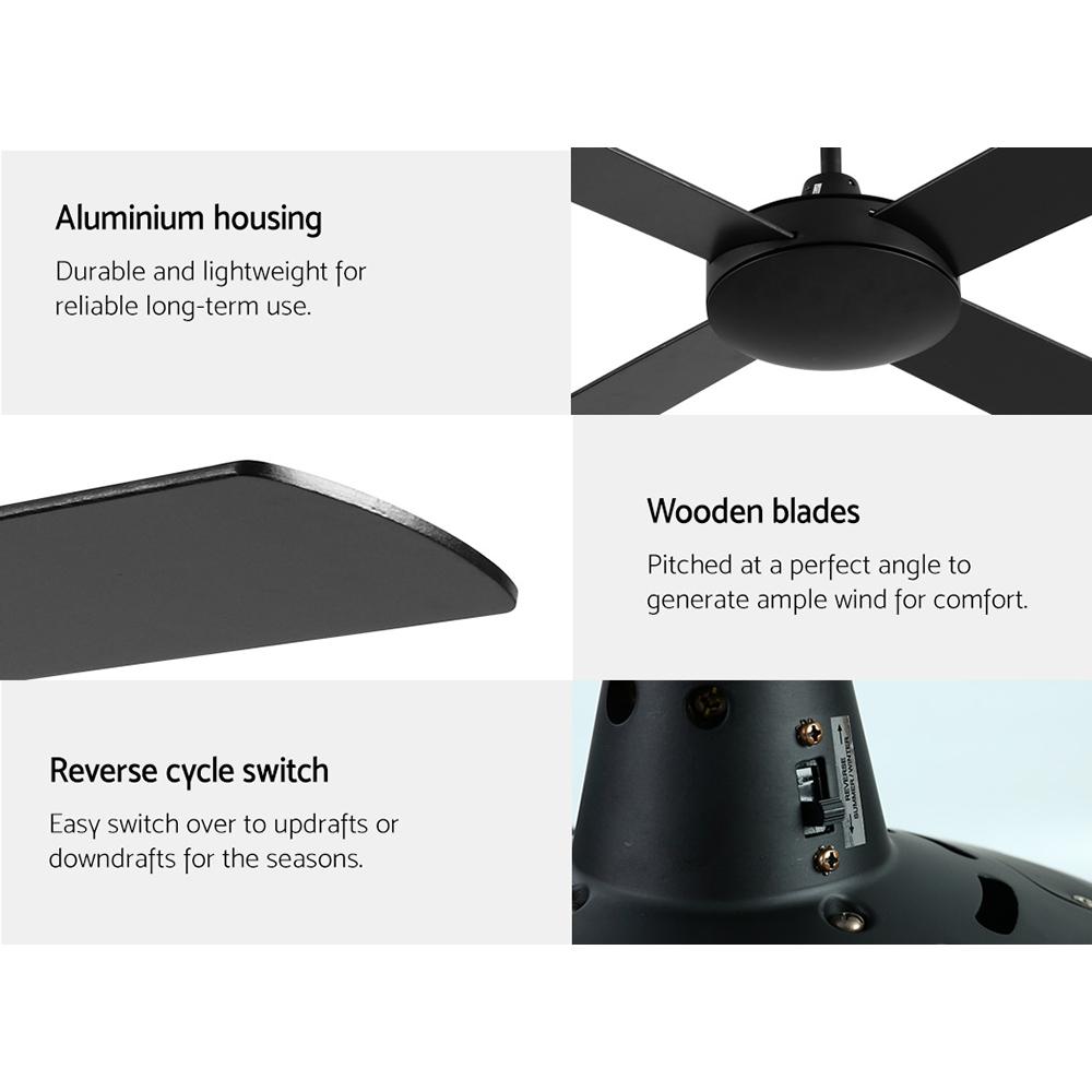 52'' Ceiling Fan w/Remote - Black - Rivercity House & Home Co. (ABN 18 642 972 209) - Affordable Modern Furniture Australia