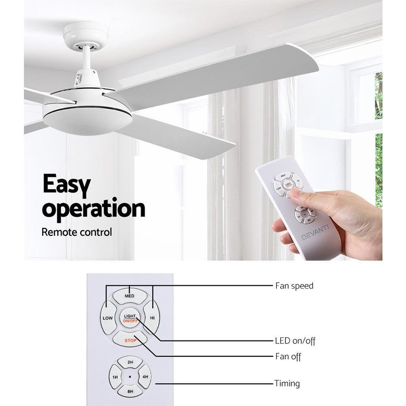 52'' Ceiling Fan w/Remote - White - Rivercity House & Home Co. (ABN 18 642 972 209) - Affordable Modern Furniture Australia