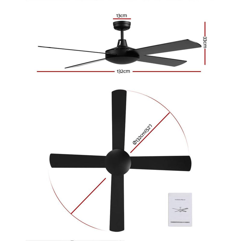 52 inch 1300mm Ceiling Fan 4 Wooden Blades with Remote Control Reversible Fans - Appliances > Fans - Rivercity House & Home Co. (ABN 18 642 972 209) - Affordable Modern Furniture Australia