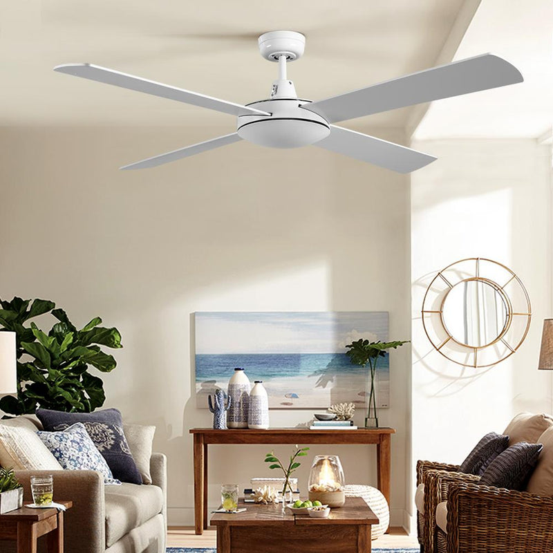 52 inch 1300mm Ceiling Fan 4 Wooden Blades with Remote Reversible Fans White - Appliances > Fans - Rivercity House & Home Co. (ABN 18 642 972 209) - Affordable Modern Furniture Australia