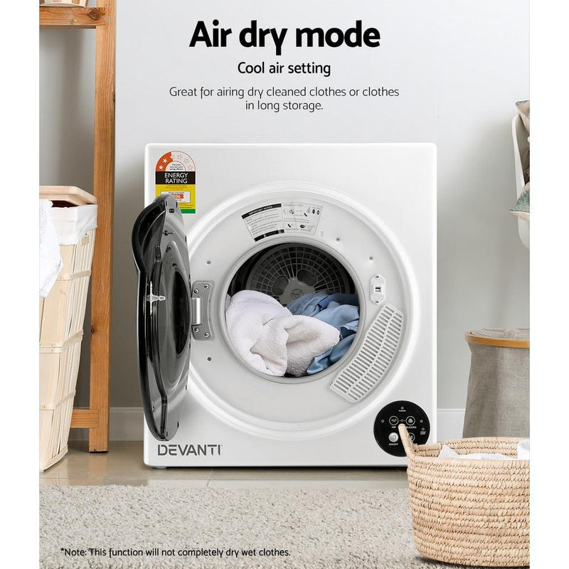 Devanti 5kg Vented Tumble Dryer - White - Appliances > Washers & Dryers - Rivercity House & Home Co. (ABN 18 642 972 209) - Affordable Modern Furniture Australia