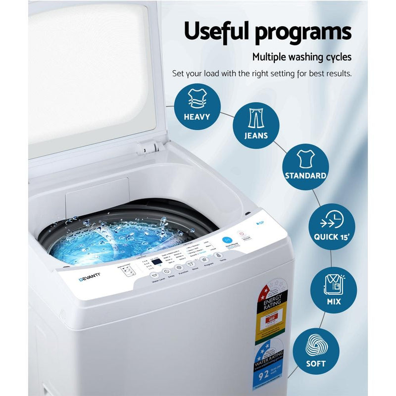 Devanti 7kg Top Load Washing Machine Quick Wash 24h Delay Start Automatic - Appliances > Washers & Dryers - Rivercity House & Home Co. (ABN 18 642 972 209) - Affordable Modern Furniture Australia