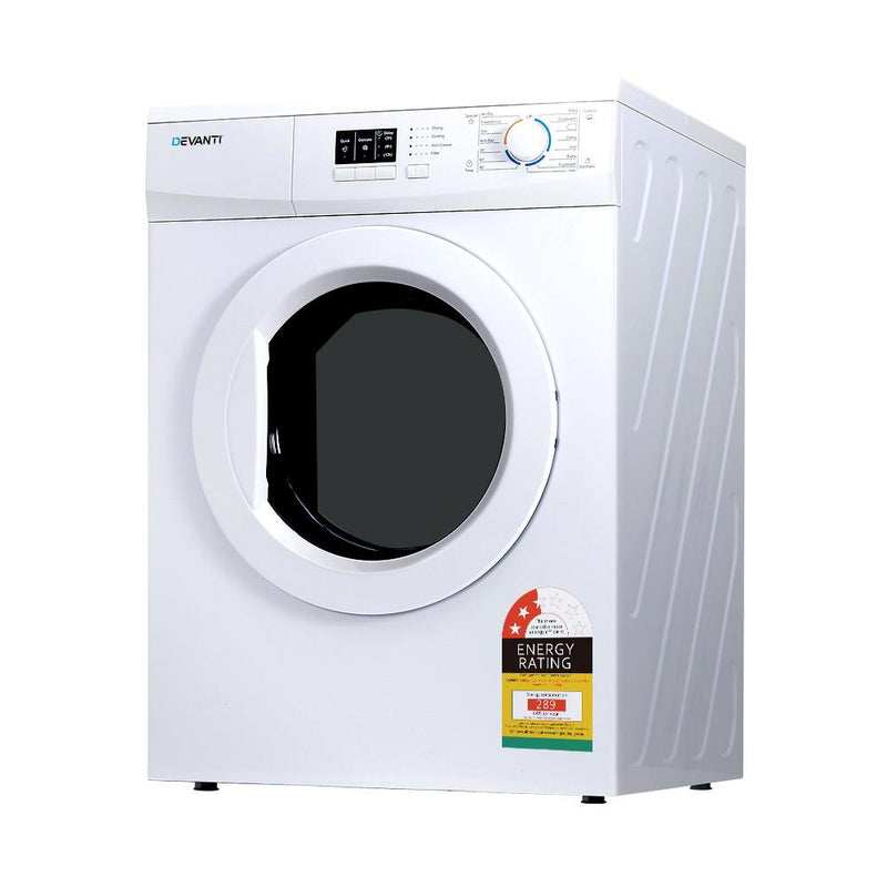 Devanti 7kg Vented Tumble Dryer - White - Appliances > Washers & Dryers - Rivercity House & Home Co. (ABN 18 642 972 209) - Affordable Modern Furniture Australia