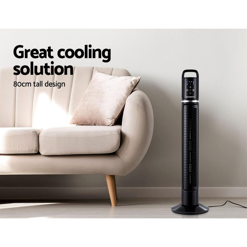 Devanti 80cm 32’’ Tower Fan Oscillating Bladeless Fans w/Remote Timer - Appliances > Fans - Rivercity House & Home Co. (ABN 18 642 972 209) - Affordable Modern Furniture Australia