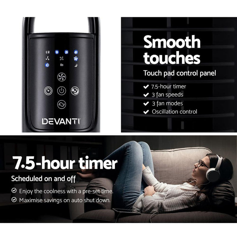 Devanti 80cm 32’’ Tower Fan Oscillating Bladeless Fans w/Remote Timer - Appliances > Fans - Rivercity House & Home Co. (ABN 18 642 972 209) - Affordable Modern Furniture Australia