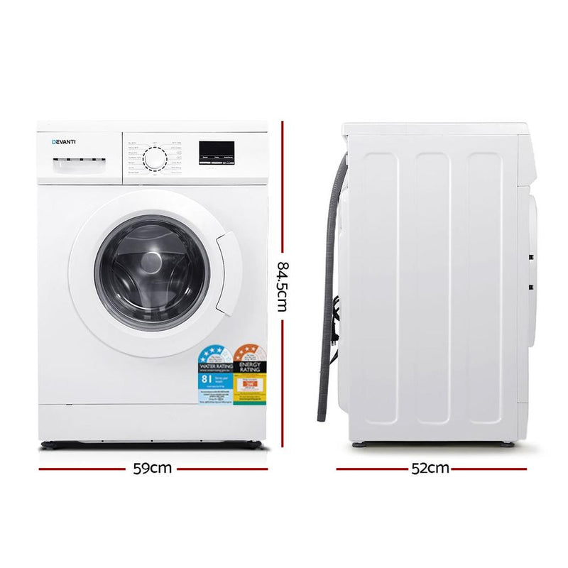 Devanti 8kg Front Load Washing Machine Quick Wash 24h Delay Start Automatic - Appliances > Washers & Dryers - Rivercity House & Home Co. (ABN 18 642 972 209) - Affordable Modern Furniture Australia