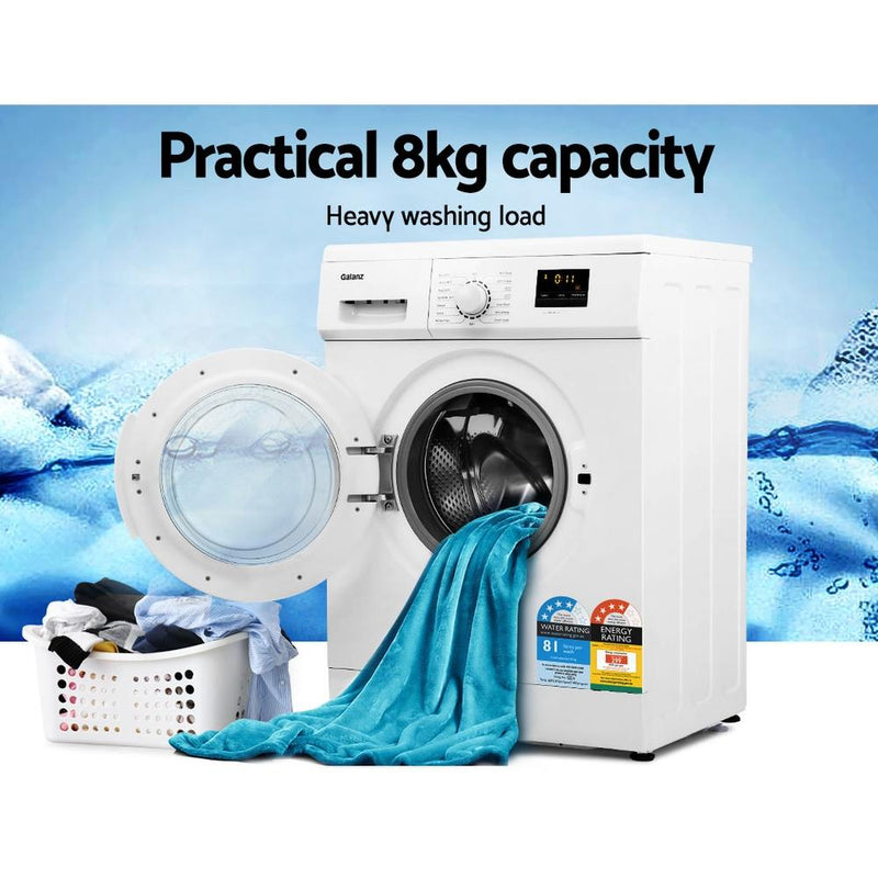 Devanti 8kg Front Load Washing Machine Quick Wash 24h Delay Start Automatic - Appliances > Washers & Dryers - Rivercity House & Home Co. (ABN 18 642 972 209) - Affordable Modern Furniture Australia