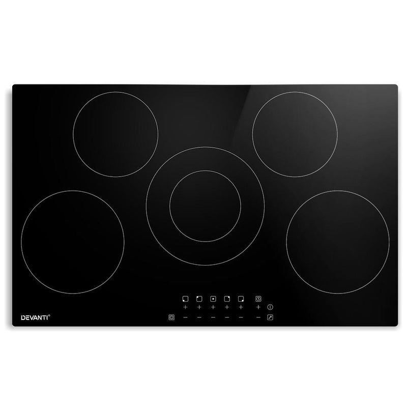 Devanti 90cm Ceramic Cooktop Electric Cook Top 5 Burner Stove Hob Touch Control 6-Zones - Rivercity House & Home Co. (ABN 18 642 972 209) - Affordable Modern Furniture Australia