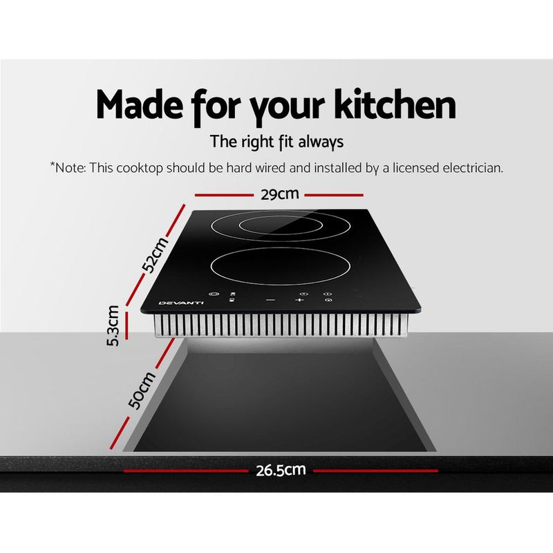 Devanti Electric Ceramic Cooktop 30cm Kitchen Cooker Cook Top Hob Touch Control 3-Zones - Rivercity House & Home Co. (ABN 18 642 972 209) - Affordable Modern Furniture Australia