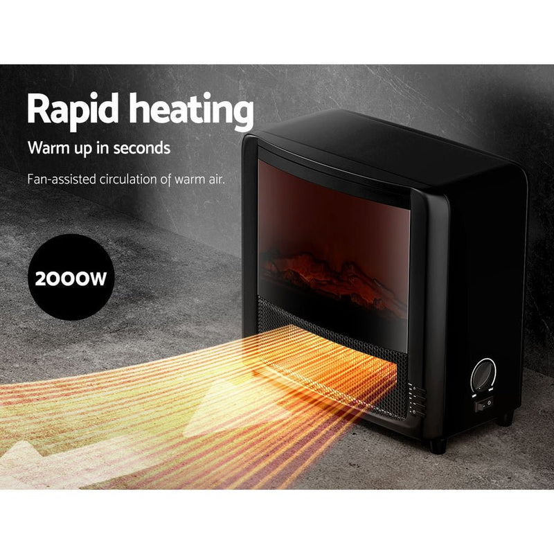 Devanti Electric Fireplace 3D Flame Effect Timer Portable Indoor Heater 2000W - Appliances > Heaters - Rivercity House & Home Co. (ABN 18 642 972 209) - Affordable Modern Furniture Australia