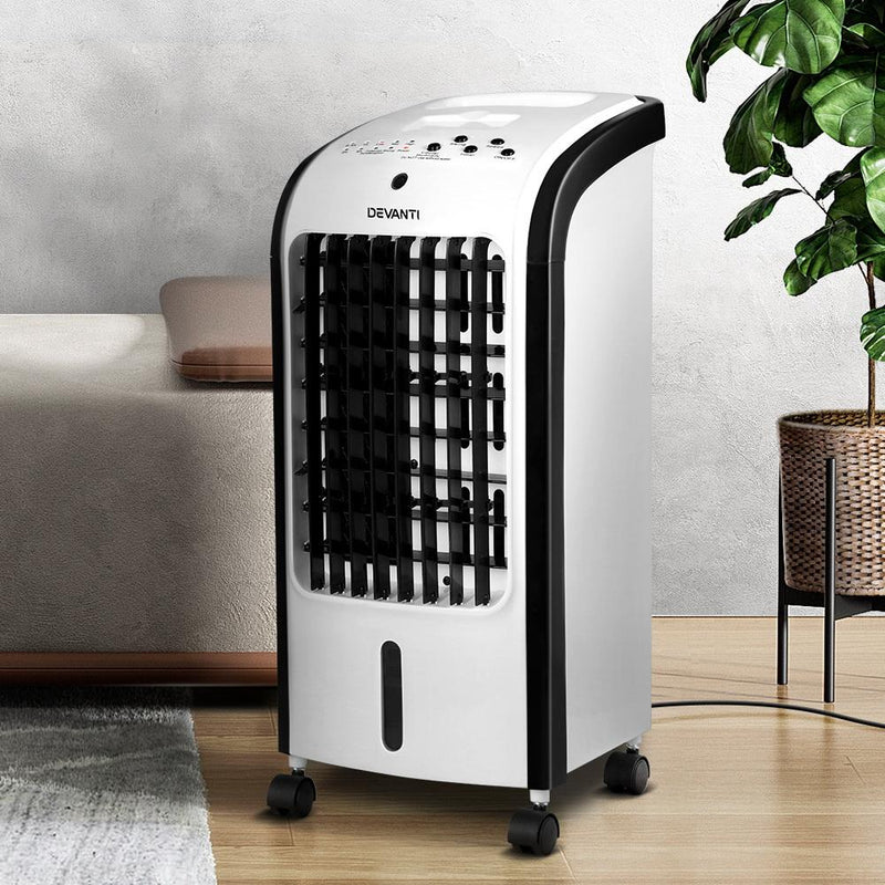 Devanti Evaporative Air Cooler Conditioner Portable 4L Cooling Fan Humidifier - Appliances > Air Conditioners - Rivercity House And Home Co.