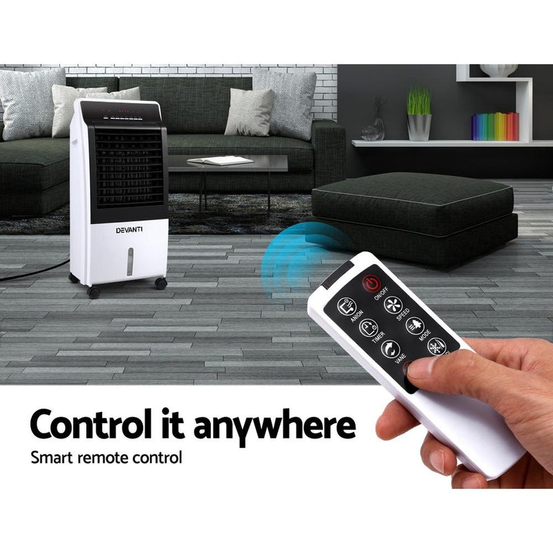 Devanti Evaporative Air Cooler Potable Fan Cooling Remote Control LED Display - Rivercity House & Home Co. (ABN 18 642 972 209) - Affordable Modern Furniture Australia