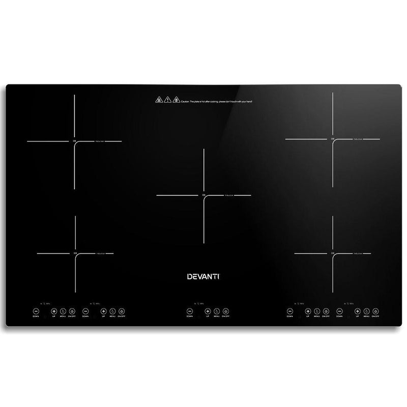 Devanti Induction Cooktop 90cm Electric Hob Stove Cooker Ceramic Black Glass - Appliances > Kitchen Appliances - Rivercity House & Home Co. (ABN 18 642 972 209) - Affordable Modern Furniture Australia