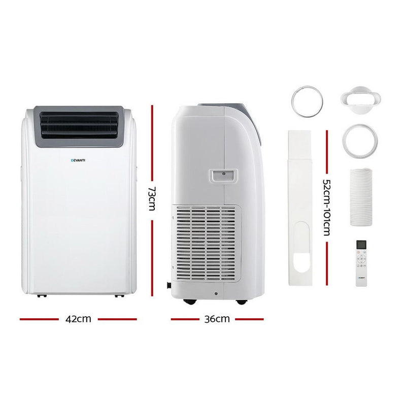 Devanti Portable Air Conditioner Cooling Mobile Fan Cooler Dehumidifier Window Kit White 3300W - Appliances > Air Conditioners - Rivercity House And Home Co.